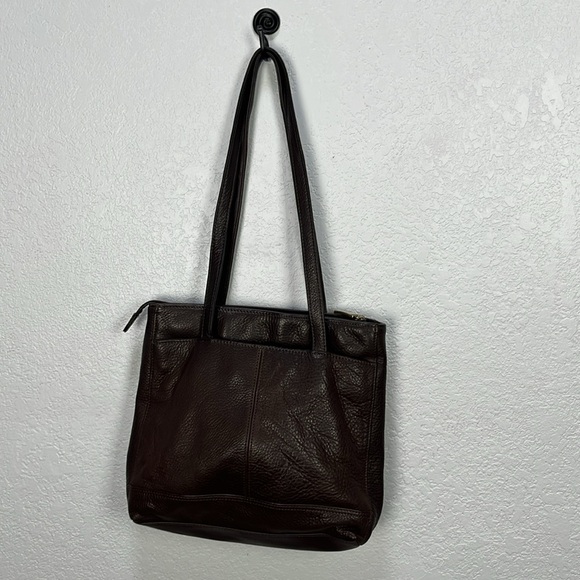 Dockers Genuine Leather Elegant Brown Handbag Zip Top Inside Pockets Vintage - Picture 6 of 10
